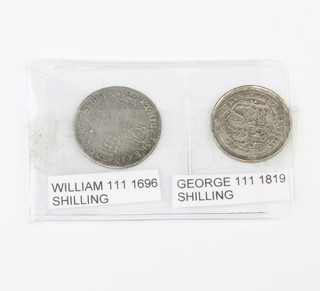 A William III and a George III shilling 