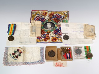 Family medal groups, a posthumous World War One pair and letter to G/50657 W.O.CL. to G.Lyons Middlesex Regiment with posting boxes and a Defence medal and War medal to A L Lyons together a 1939-45 France and Germany Star, War medal and Defence medal 
 