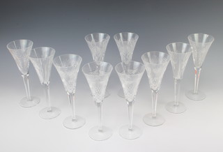 Ten Waterford Crystal champagne flutes 24cm 