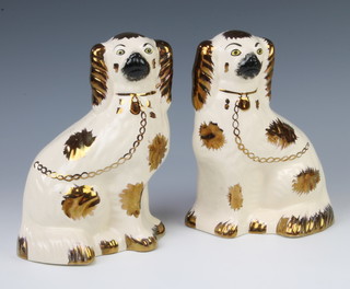 A pair of Victorian style lustre spaniels 21cm 