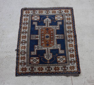 A blue and white ground Caucasian style Turkey rug 171cm x 134cm 