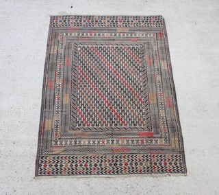 A white, black and red ground Sumak Kilim rug 192cm x 140cm 