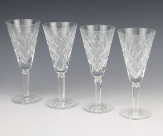 Four Waterford Crystal tapered wine glasses 17cm 