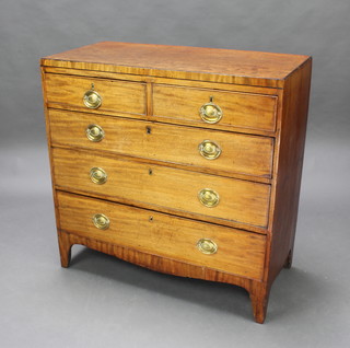 A 19th Century rectangular mahogany chest of 2 short and 3 long drawers with oval brass drop handles, raised on bracket feet 90cm h x 90cm w x 44cm d