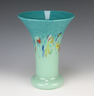 An Art Glass  polychrome flared neck vase 24cm 