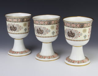Three Royal Worcester commemorative chalices - The Worcester Cathedral restoration appeal goblet no.42, no.66 and no.290/500 18cm 