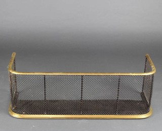 A brass and mesh nursery spark guard 31cm h x 89cm w x 28cm d 