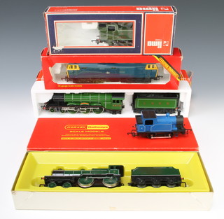 A Hornby OO gauge locomotive and tender R322 LNER A Class loco Flying Scotsman boxed, a R.758 BR loco Hymek diesel boxed, a Hornby R350 Southern Railways loco and tender boxed, a Lima model locomotive tank engine and 1 other tank engine 