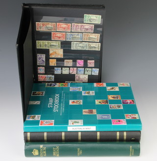 A green Windsor album of mint and used GB stamps 1971 - 1984, an album of Australian stamps George VI and later, stock book of used Commonwealth stamps Sierra Leon, Malaya, South West Africa, Swaziland, stock book of American, Australian, Singapore and Indian stamps,  