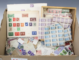 A collection of sheets and half sheets of Spanish and French stamps, various GB pairs and loose stamps  
