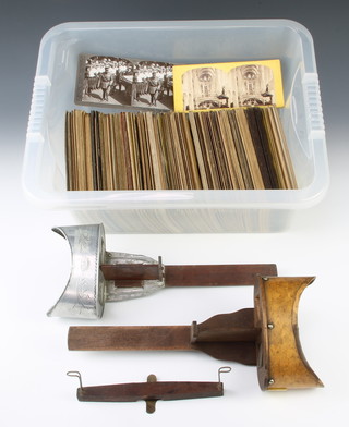 An Underwood and Underwood stereoscopic viewer (f) and a Perfectscope stereoscopic viewer with approx. 113 slides 
 