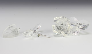 A Swarovski Crystal rose 8.5cm and a do. butterfly 6cm, boxed