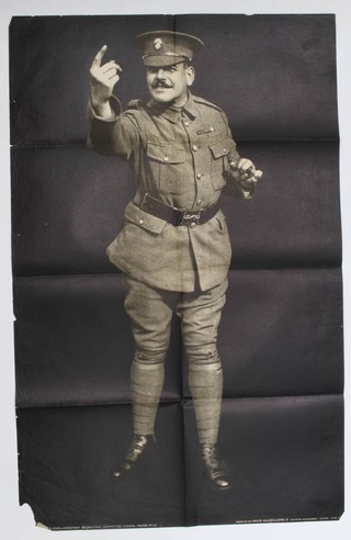 A First World War recruiting poster published by the Parliamentary Recruiting Committee, 1915, poster no. 129 - A standing Grenadier beckoning, published by David Allen 99cm x 63cm  