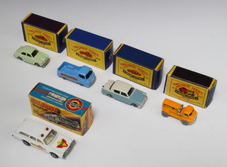 4 Lesney Matchbox Series model cars no.28, no.43, no.57 and 60 all boxed, together with a Matchbox Super Fast model no.55 police car

