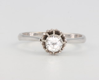 A white gold single stone diamond ring approx 0.5ct, size R