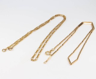 Two 9ct yellow gold necklaces, 39cm and 43 cm, 6 grams
