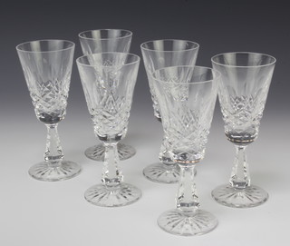 Six Waterford Crystal Lismore pattern sherry glasses 12.5cm