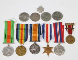 A World War One pair of medals to 76199 Pte.J.A.Roberts.28/Lond.R, do. silver sports fob and minor medals