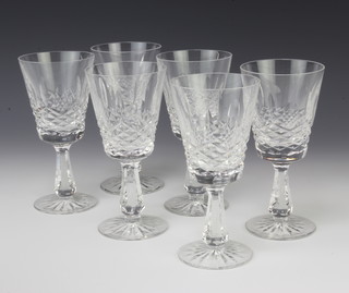 A set of 6 Waterford Crystal Lismore pattern wine glasses 15cm 