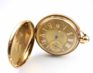 A 19th Century 18ct yellow gold hunter pocket watch with champagne and seconds at 6 o'clock with key wind mechanism, the movement inscribed Vale and Rotherham, Coventry No.6224 with fancy cock 57mm  