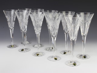 A set of 10 Waterford Crystal Millennium champagne flutes 23cm 