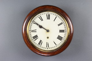 A 19th Century Continental wall clock, the 24cm dial with Roman numerals contained in a mahogany case 