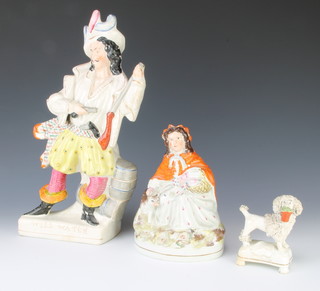 A Staffordshire figure -  Will Watch 42cm, do. Little Red Riding Hood 22cm and a poodle on raised stand 12cm 