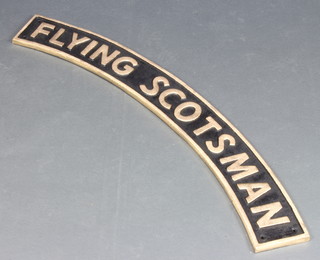 A reproduction cast iron "Flying Scotsman" locomotive plate 89cm x 11cm 