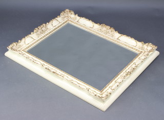 A rectangular bevelled plate wall mirror contained in a decorative white and gilt frame 102cm x 80cm 