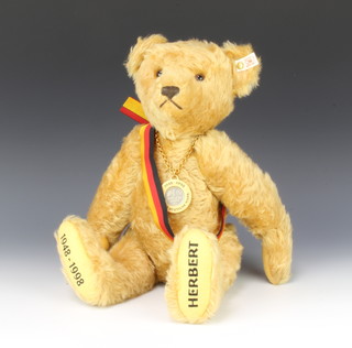 A Steiff limited edition bear - Herbert 1948-1998 to commemorate the 50th Anniversary of the German Mark, with certificate, boxed 42cm