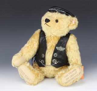 A Steiff limited edition bear - Harley Davidson 100th Anniversary Bear, with certificate, boxed 40cm 