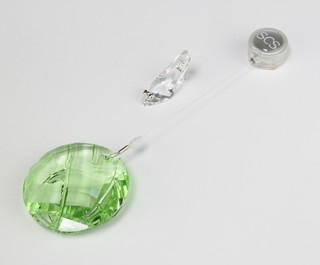 A Swarovski Crystal green glass Christmas decoration 003149/055420 together with a do. shoe 