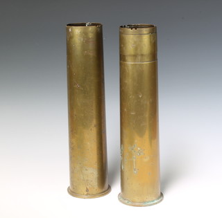 A pair of Continental brass shell cases 39cm h x 10cm diam