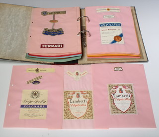 A large and extensive collection of approx. 4,600 wine bottle labels contained in 12 ring binders together with a shallow box containing a collection of various wine bottle labels dating from 1950-1970 including France and World wines
