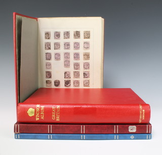An album of mint and used GB stamps 1848-1957, a Windsor album of GB stamps mint and used 1940 to 1977, 2 stock books of GB mint and used stamps Victoria to Elizabeth II