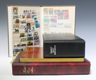 Two albums of Elizabeth II GB presentation stamps and first day covers, a stock book of mint and used Elizabeth II GB stamps together with a Royal Mail special stamps album 1987 