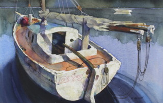James Stanford Perrott (1917-2001) watercolour signed, study of a moored sailing boat 'Love Song' 33cm x 51cm  