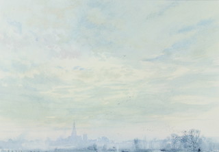 Peter Iden '76, watercolour signed, atmospheric landscape 22cm x 32cm 