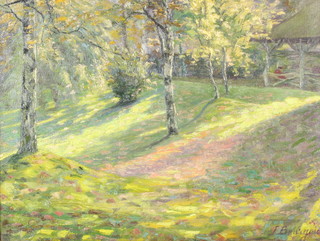 Early 20th Century oil on canvas, indistinctly signed, a study of a sunlit park 36cm x 46cm 