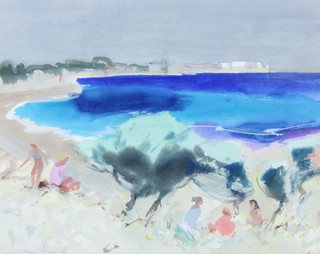 Frank Archer '83, watercolour signed and dated, a Gallipoli Apulia beach scene with figures, with Bankside Gallery label to the reverse, 23cm x 29cm