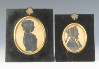 19th Century oval framed miniature of a lady with gilt highlights 8cm x 6cm, do. 10cm x 7cm 