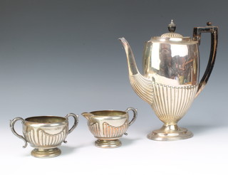 A silver plated demi-fluted 3 piece tea set 