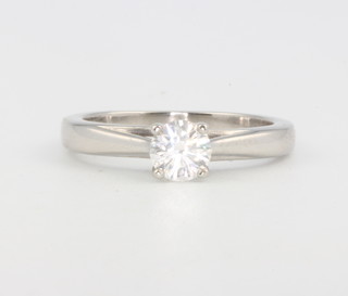 A platinum single stone diamond ring approx. 0.4ct, size I