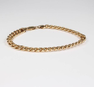 A 9ct yellow gold flat link bracelet 8.7 grams, 21cm 