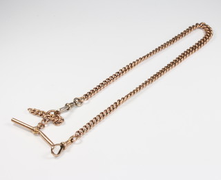A 9ct yellow gold Albert with T bar and 1 gold clasp 42cm, 22 grams
