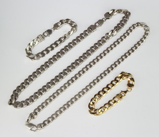 Two silver bracelets and 2 necklaces 240 grams
