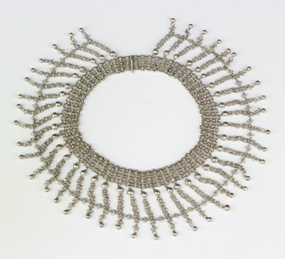 A silver filigree necklace 114 grams