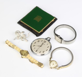A 1960's chromium cased Oris pocket watch and minor watches etc 