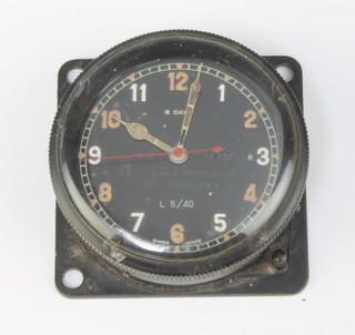 Of aeronautical interest, a Smiths Mk.2 8 day cockpit timepiece with circular dial and Arabic numerals marked 8 day Mk.2 no.23782/40R S Smith and Sons (MA Ltd London) Ref6A/579 L5/40, the reverse with Air Ministry marking 6cm x 6cm 