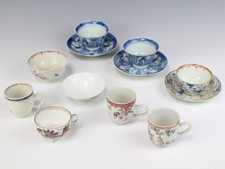 An 18th Century Chinese export fluted tea bowl and saucer decorated with flowers and other minor 18th and 19th Century teaware 
